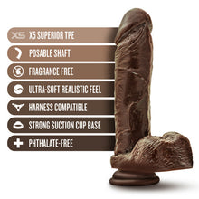 Load image into Gallery viewer, Dr Skin Plus 9in Thick Posable Dildo W/ Balls Chocolate
