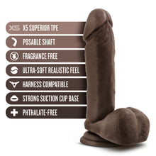 Load image into Gallery viewer, Dr Skin Plus 8in Posable Dildo W/ Balls Chocolate
