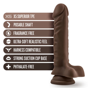 Dr Skin Plus 9in Posable Dildo W/ Balls Chocolate