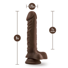 Load image into Gallery viewer, Dr Skin Plus 9in Posable Dildo W/ Balls Chocolate
