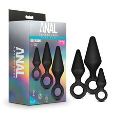 Load image into Gallery viewer, Anal Adventures Platinum Silicone Loop Plug Kit Black
