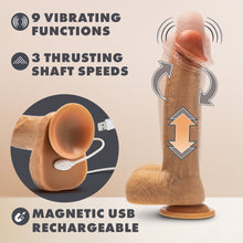 Load image into Gallery viewer, Dr Skin Silicone Dr Phillips 8.5in Thrusting Dildo Tan
