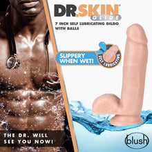 Load image into Gallery viewer, Dr Skin Glide 7in Self Lubricating Dildo W Balls Vanilla
