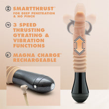 Load image into Gallery viewer, Dr. Skin Dr. Knight Thrusting Gyrating Vibrating Dildo Beige
