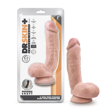 Load image into Gallery viewer, Dr Skin Plus 8in Thick Dildo W/ Squeezable Balls Vanilla

