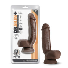 Load image into Gallery viewer, Dr Skin Plus 8in Thick Dildo W/ Squeezable Balls Chocolate
