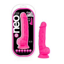 Load image into Gallery viewer, Neo Elite 7.5in Silicone Dual Density Cock W/ Balls Neon Pink
