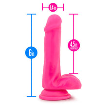 Load image into Gallery viewer, Neo Elite 6in Silicone Dual Density Cock W/ Balls Neon Pink
