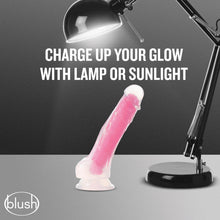 Load image into Gallery viewer, Neo Elite Glow In The Dark 7.5 In Silicone Cock W/ Balls Neon Pink
