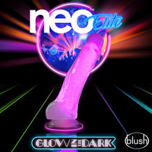 Load image into Gallery viewer, Neo Elite Glow In The Dark 7.5 In Silicone Cock W/ Balls Neon Pink

