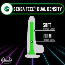 Load image into Gallery viewer, Neo Elite Glow In The Dark 7.5 In Silicone Dual Density Cock W/ Balls Neon Green

