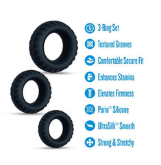 Performance Plus Drift 3 Cock Ring Set Black
