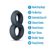 Load image into Gallery viewer, Performance Plus Launch Double Strap Cock&amp;ball Ring Black
