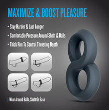 Load image into Gallery viewer, Performance Plus Launch Double Strap Cock&amp;ball Ring Black
