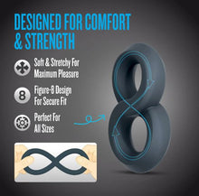 Load image into Gallery viewer, Performance Plus Launch Double Strap Cock&amp;ball Ring Black
