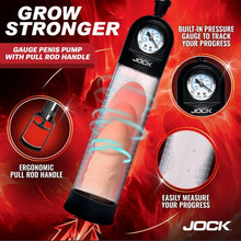 Load image into Gallery viewer, Jock Advanced Pump Up Gauge Penis Pump W/pull Handle
