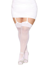 Load image into Gallery viewer, Sheer Thigh High Bride Sequin Back White Q/s
