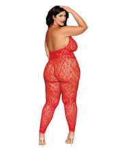 Load image into Gallery viewer, Rhinestone Bodystocking Poinsettia Q/s
