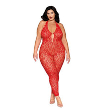 Load image into Gallery viewer, Rhinestone Bodystocking Poinsettia Q/s
