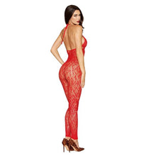 Load image into Gallery viewer, Rhinestone Bodystocking Poinsettia O/s
