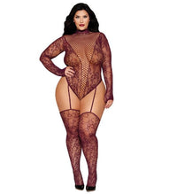 Load image into Gallery viewer, Teddy Bodystocking Cherry Lacquer Q/s
