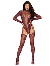 Load image into Gallery viewer, Teddy Bodystocking Cherry Lacquer O/s
