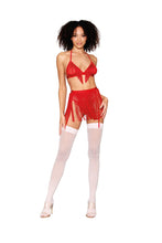 Load image into Gallery viewer, Chainette Fringe Bralette Set Ruby O/s
