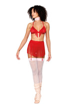 Load image into Gallery viewer, Chainette Fringe Bralette Set Ruby O/s
