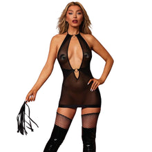 Load image into Gallery viewer, Fetish Garter Slip &amp; Flogger Black O/s
