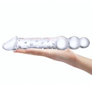 Glas 12in Double Ended Dildo W / Anal Beads
