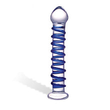 Load image into Gallery viewer, Glas Blue Spiral Glass Dildo
