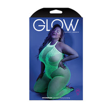 Load image into Gallery viewer, Glow Moonbeam Crotchless Bodystocking Neon Green Q/s
