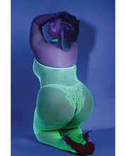 Load image into Gallery viewer, Glow Moonbeam Crotchless Bodystocking Neon Green Q/s
