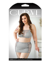 Load image into Gallery viewer, Layne Bralette Gartered Skirt &amp; G-string Gray 1x/2x
