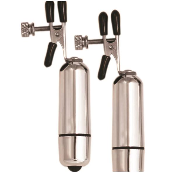 Kink Collection Vibrating Nipple Clamps Silver