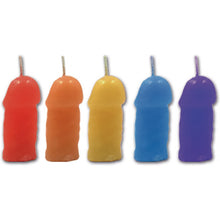 Load image into Gallery viewer, Rainbow Pecker Party Candles 5pk
