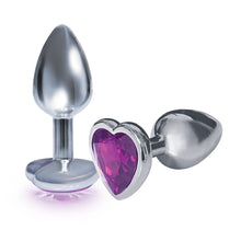 Load image into Gallery viewer, 9&#39;s Silver Starter Heart Bejeweled Steel Plug Violet
