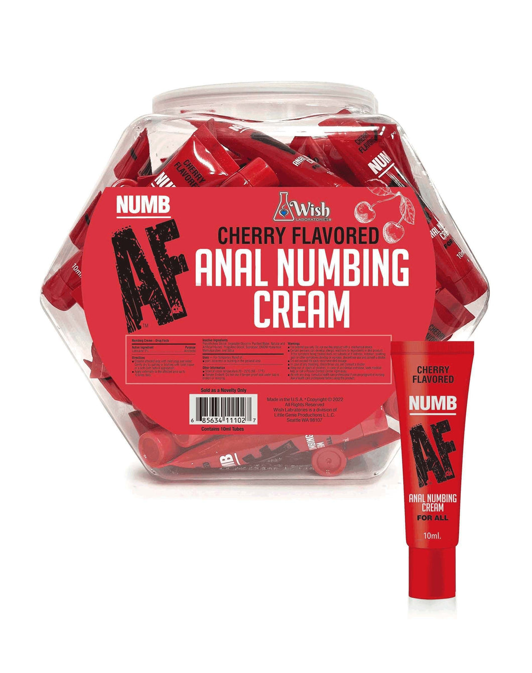 Numb Af Fishbowl 65 Pack Anal Desensitizer Cherry 10ml