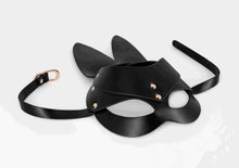 Load image into Gallery viewer, Pu Leather Bunny Mask Black Os
