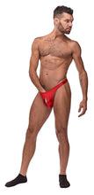 Load image into Gallery viewer, Nylon/spandex Pull Tab Thong Red O/s
