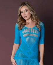 Load image into Gallery viewer, Seamless Long Sleeve Dress Turquoise O/s
