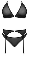 Load image into Gallery viewer, Sassy Bra Garter &amp; Rouched Panty Black 2xl
