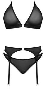 Sassy Bra Garter & Rouched Panty Black 2xl