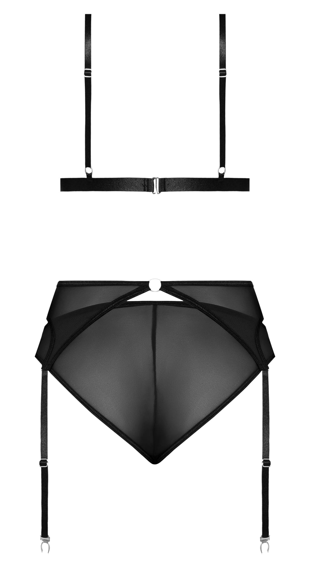 Sassy Bra Garter & Rouched Panty Black 2xl