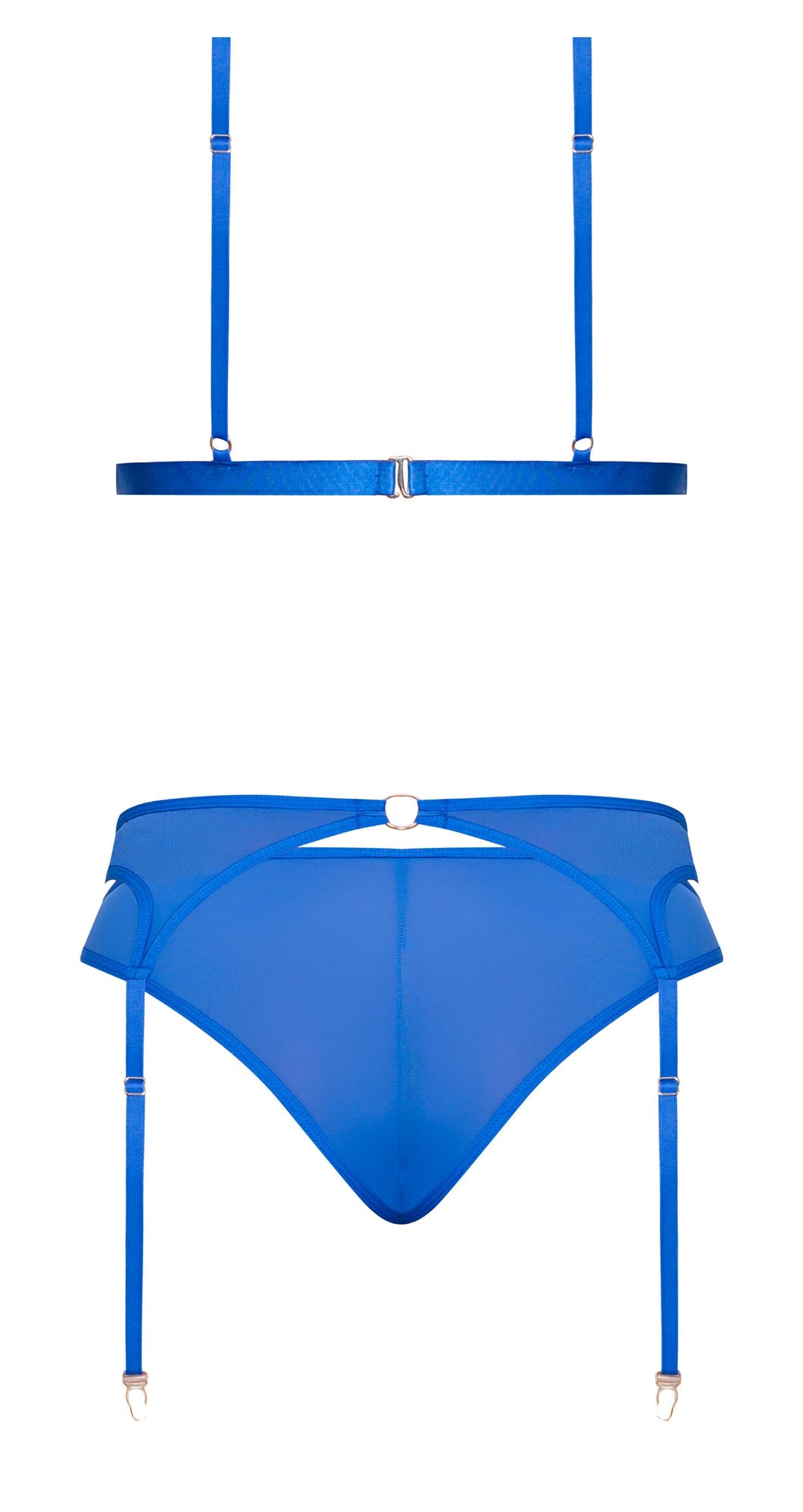 Sassy Bra Garter & Rouched Panty Cobalt 2xl