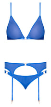 Load image into Gallery viewer, Sassy Bra Garter &amp; Rouched Panty Cobalt L/xl
