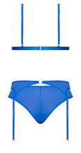 Load image into Gallery viewer, Sassy Bra Garter &amp; Rouched Panty Cobalt L/xl
