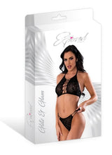 Load image into Gallery viewer, Glitz &amp; Glam Halter Bralette &amp; Panty Black S/m
