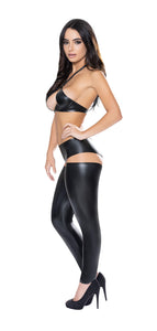 Liquid Onyx Halter Bra & Cutout Pants Black S/m