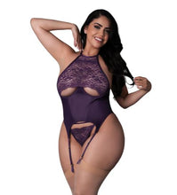 Load image into Gallery viewer, Basque &amp; Split Panty Plum 2xl
